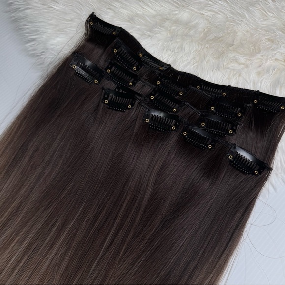 Human hair Blend 24 In Balayage Blonde Hair Extensions Clip in Set - Picture 5 of 6